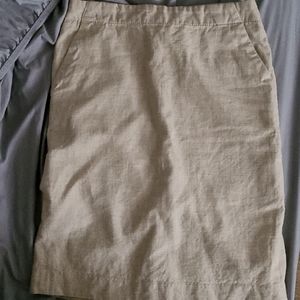 BR Natural Linen Pencil Skirt with Pockets